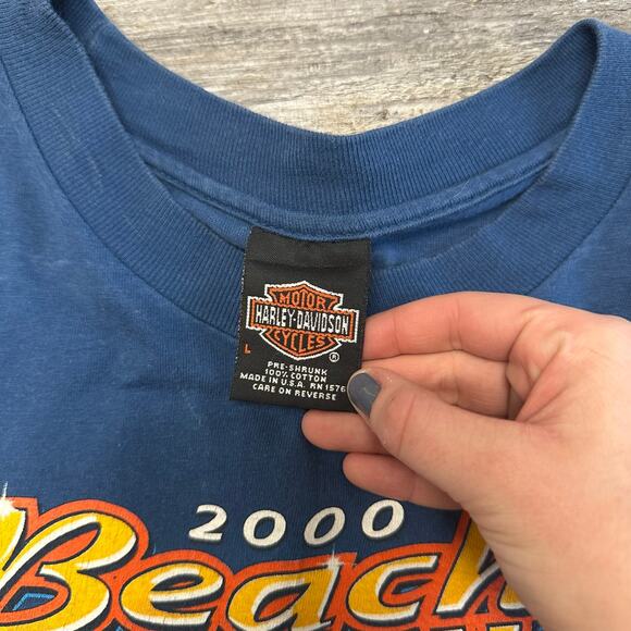 Vintage 2000 Harley Davidson Blue Mens L Myrtle Beach Rally USA Made Tee Shirt‎ - Picture 2 of 8